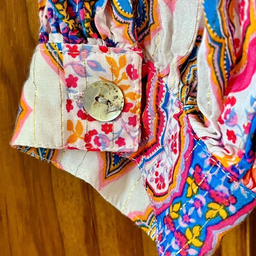 Ruby Rd. Vibrant Patchwork Blouse - Pink, Orange, Purple - Picture 6 of 12